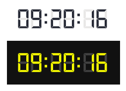 Two examples of a Svelte component that displays a digital clock